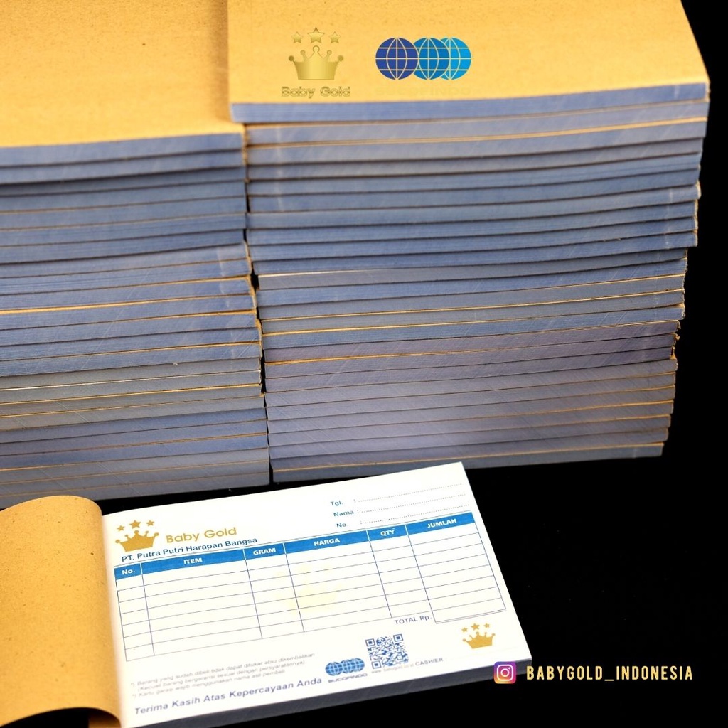 Bon Kertas BabyGold Buku Faktur Nota Baby Gold 2 ply Putih dan Pink Harga Terhitung 1 buku Bon Emas Mini Gold