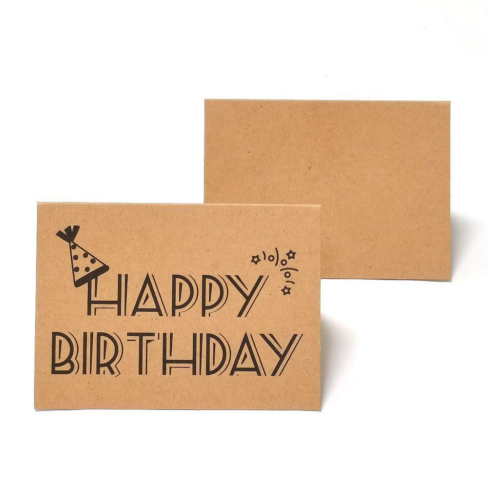 Solighter 10pcs Kartu Ucapan Ulang Tahun Postcard Best Wishes Happy Birthday Perlengkapan Pesta Kertas Kraft