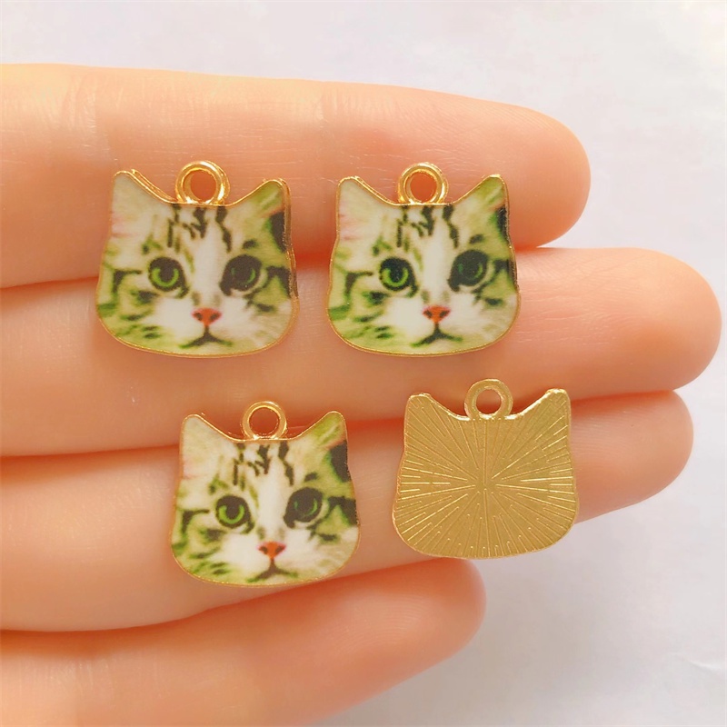 4pcs Charms Liontin Kalung / Gelang DIY Bentuk Kucing Bahan Metal