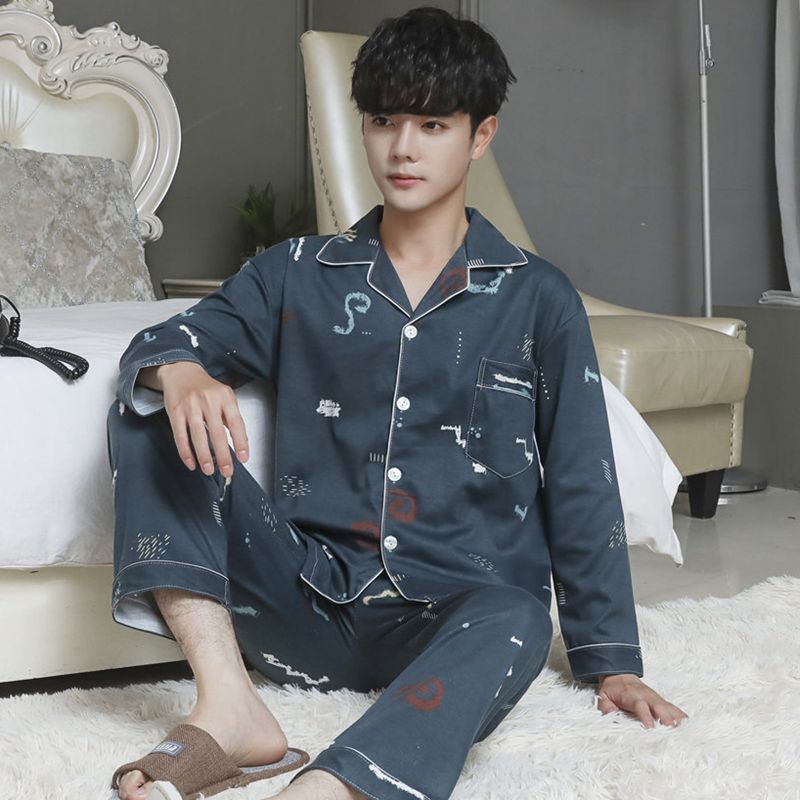 Baju Tidur Piyama Cowok Motif Kotak Kotak Model Kemeja PP Lengan Panjang Celana Panjang Import