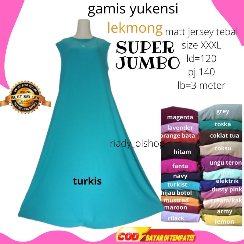 Baju Hitam Gamis Tanpa Lengan LD120 PJ140cm Super jumbo  Daleman Jersey Yukensi Kutung lekbong