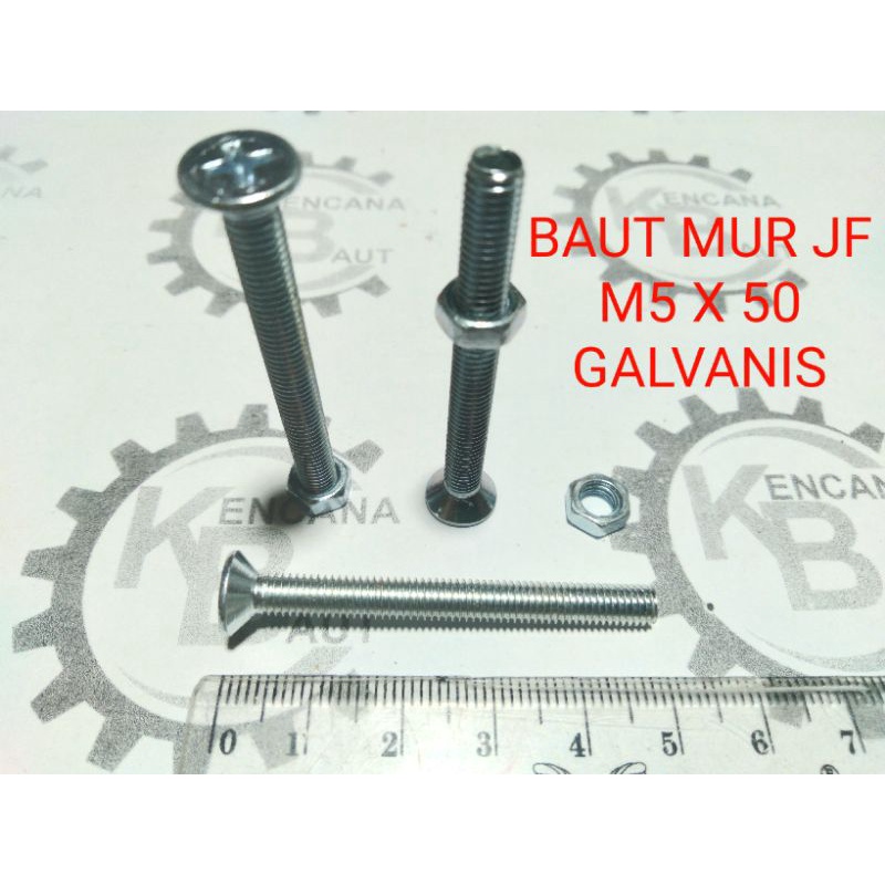 BAUT MUR JF M5 X 50 GALVANIS KUNCI OBENG PLUS PANJANG 5 CM