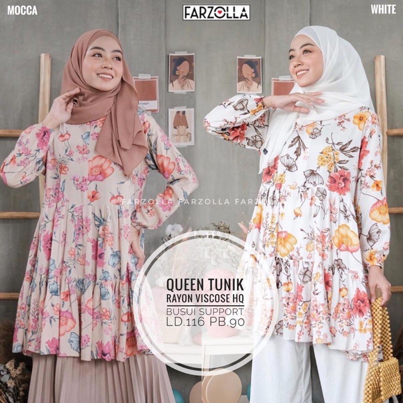 Tunik Busui Frendly Motif Full Bunga Adem Queen Tunik Original by Farzolla