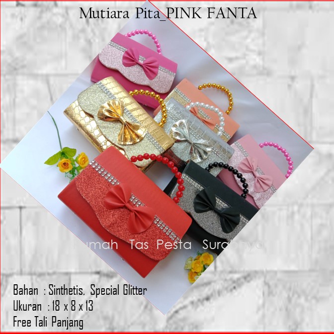 Tas Home Made ,Tas Pesta,Tas KecilMTiara Pita_PINK FANTA