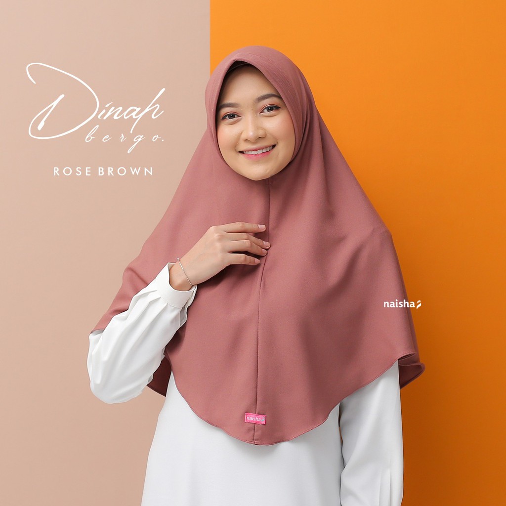 Naisha Official Dinah Bergo Pad Jilbab Instan Muslimah Syari-Rosebrown