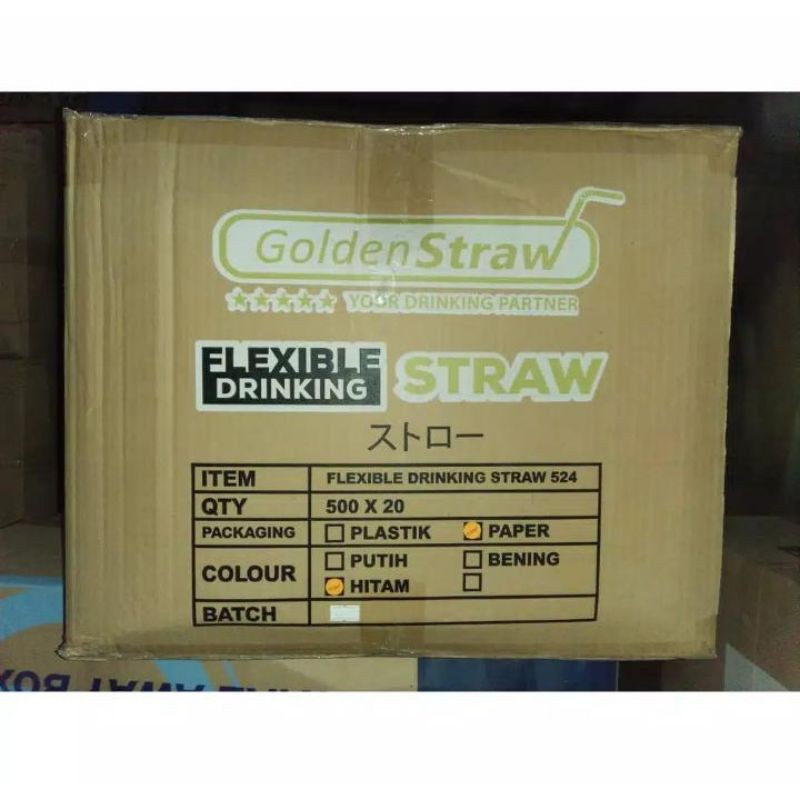 Sedotan Flexibel Hitam Steril BUNGKUS KERTAS 1 pak 500pcs