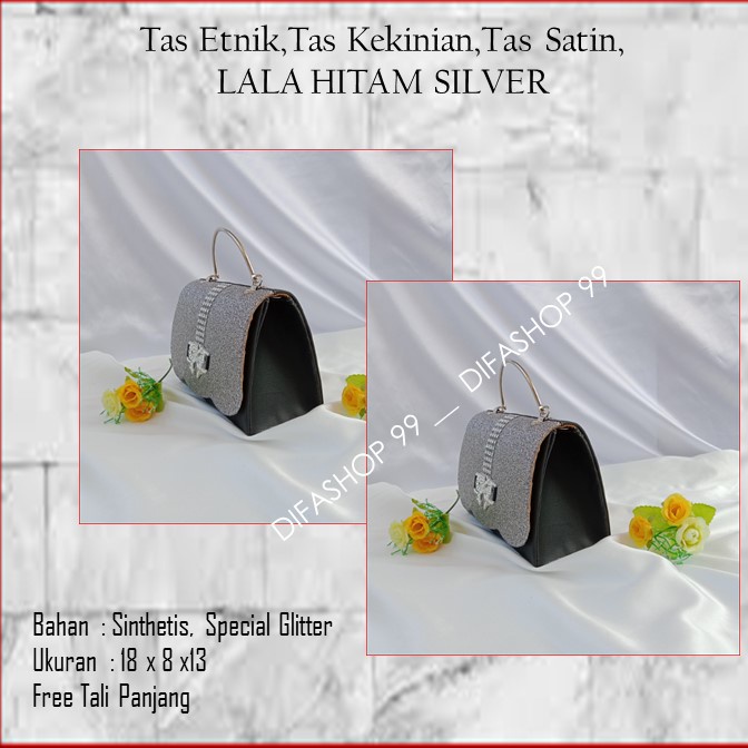 Tas Kecil,Tas Imut,Tas Kondangan,LALA HITAM SILVER,DIFASHOP 99