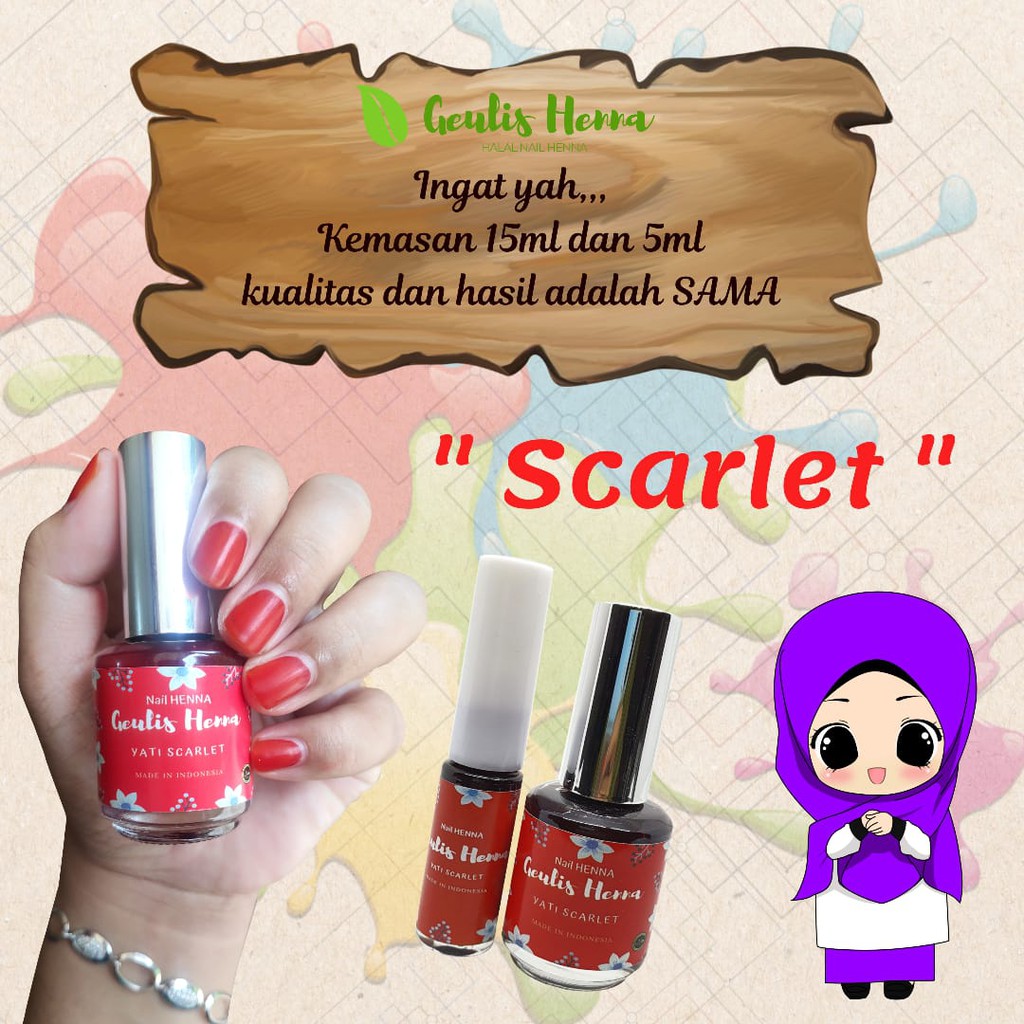 (Ready) 15 ml | Cat Kuku Henna Halal Khusus Muslimah bisa Tembus Air, Halal dan bisa untuk Wudhu