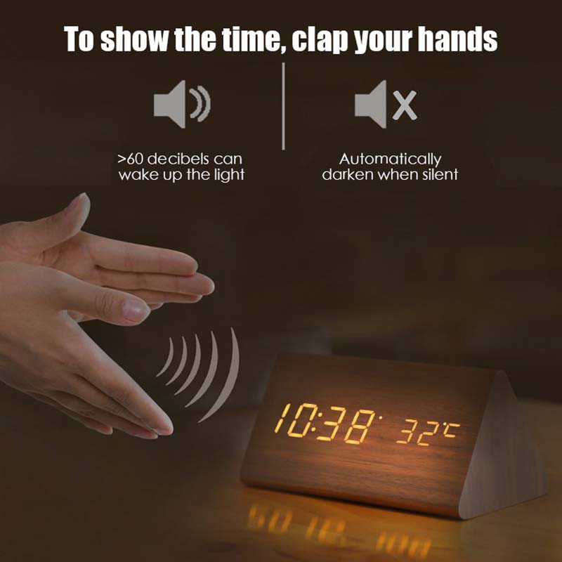 Jam kayu / Jam Meja Kayu LED Digital Wooden Small Table Clock / Jam kayu Desk Clock / Jam kayu elektronik