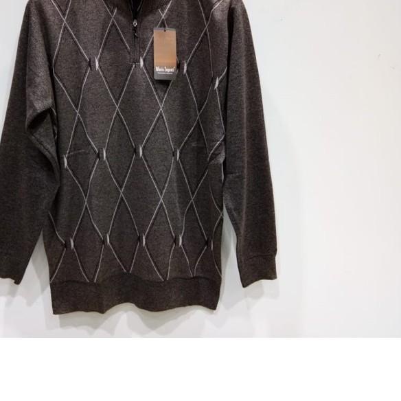 ◙ Mario Zegnoti - Sweater Rajut Bapak Resleting Separuh Krah Pria Import (#13A) ✤