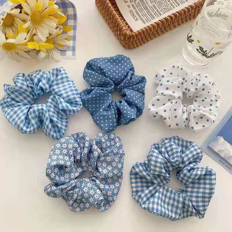 EMMAS MART Ikat Rambut Cepol Kunciran Scrunchie Blue Sky