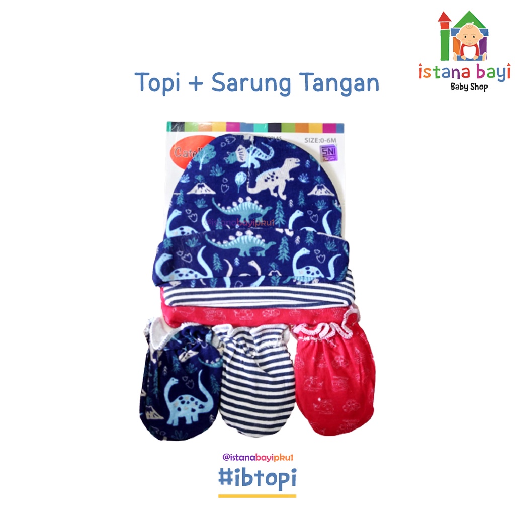 Catell Love Topi + Sarung Tangan Bayi  Isi 3 - Topi Set Bayi