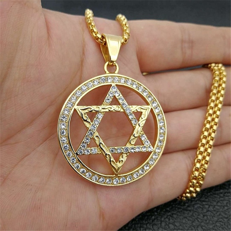 Hip Hop Hexagonal Star Pendant Kalung Pria / Aksesoris Perhiasan Fashion