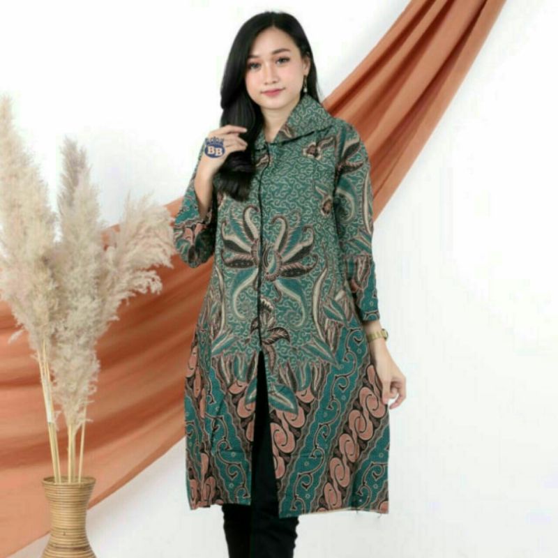 TUNIK BATIK TERLARIS BARU ZIPPER DEPAN