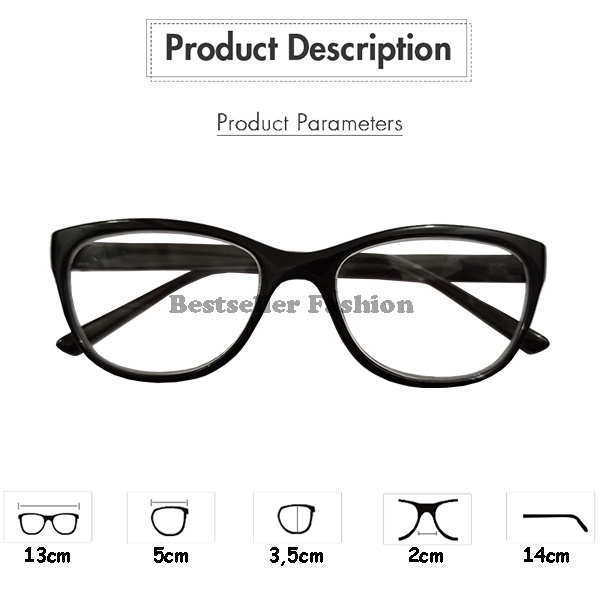 Kacamata Frame Cat Eye Kacamata Baca Lensa Plus (+) Pria Wanita Kacamata Rabun Dekat +1.00 s/d +3.00