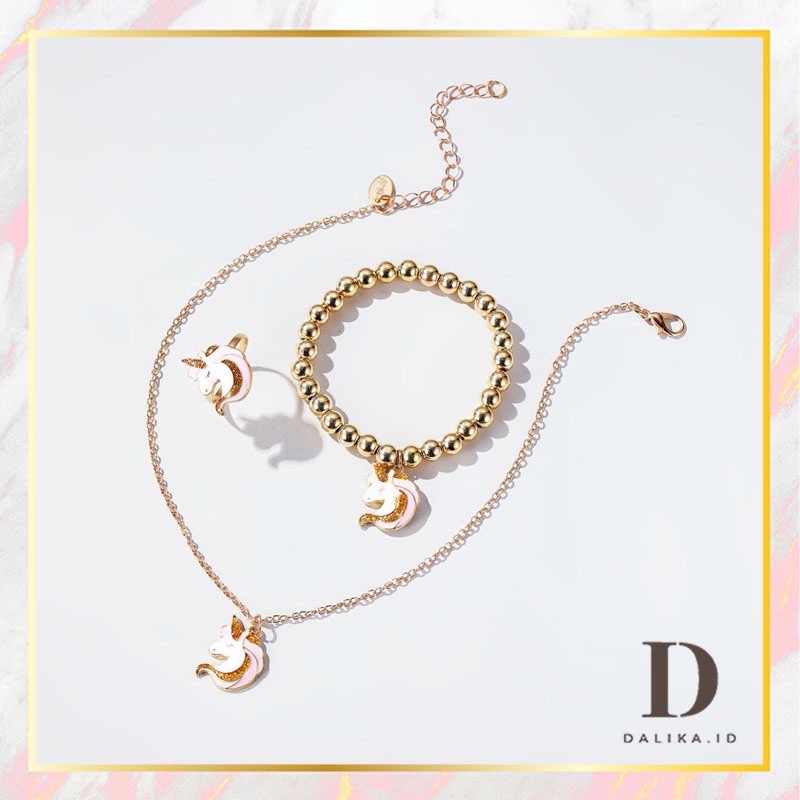 Set Kalung Gelang Wanita Unicorn Fashion Aksesoris Dalika