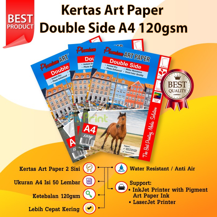 Kertas Art Paper A4 120 GSM 1pack / 50 Lembar Kertas Art Paper 120g