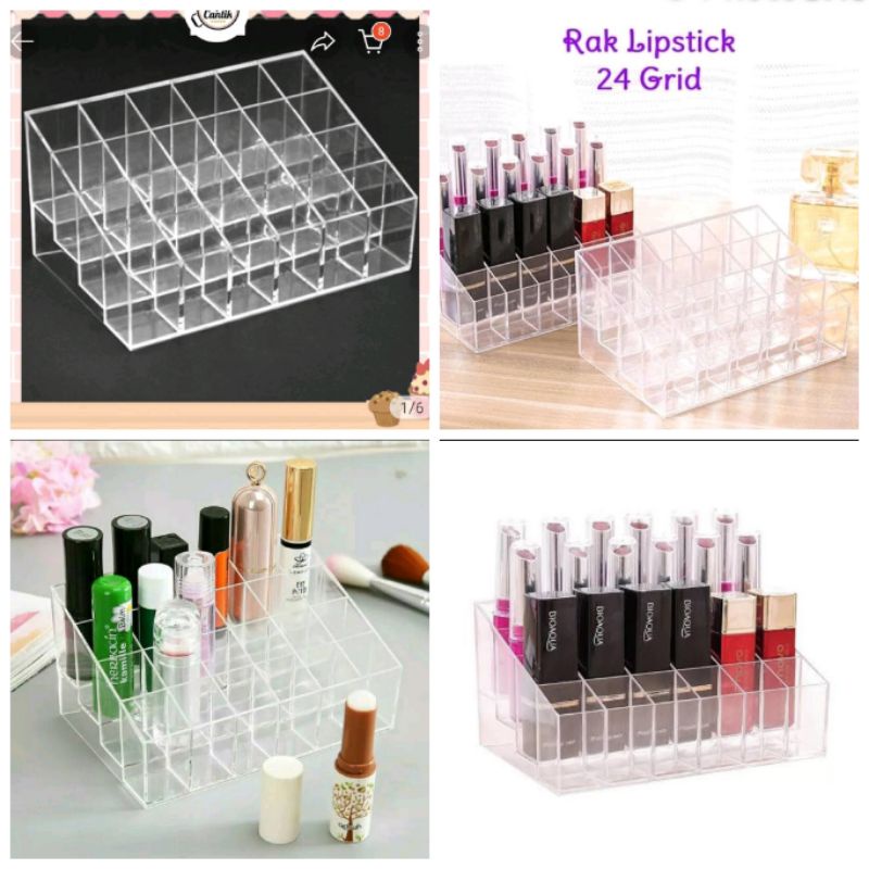 tempat lipstik dll rak kosmetik 24 grid / tempat penyimpanan kosmetik / rak kosmetik