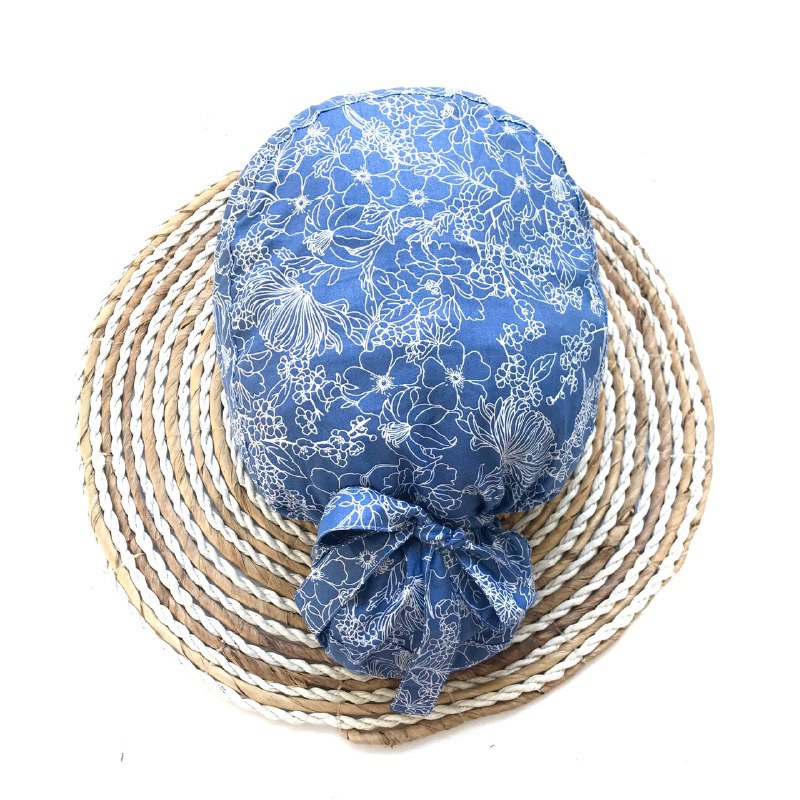 New Ponytail Cap Topi Bedah / Surgical Cap / Nurse Cap / Topi Perawat Motif Bunga Abstrak No 21