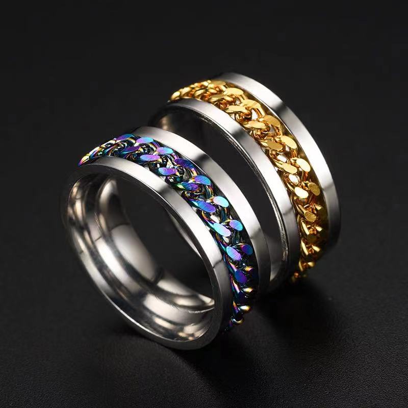 (Hello Girl)J02 Cincin Titanium Rantai Wanita dan Pria Glamor Import