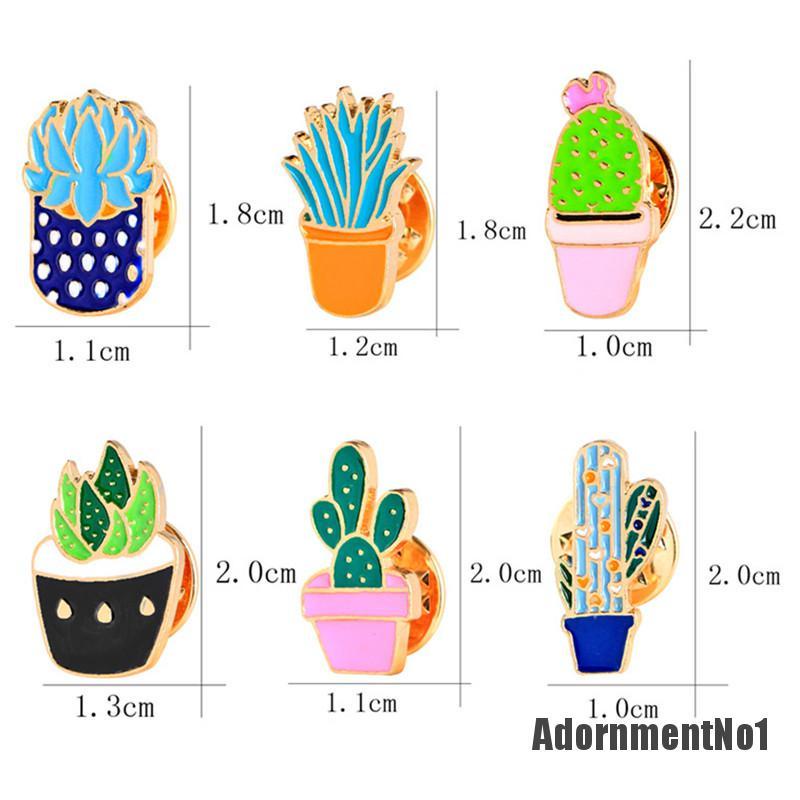 (Adornmentno1) 6pcs / set Bros Pin Enamel Bentuk Kaktus Untuk Wanita