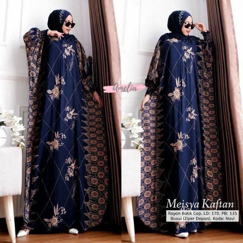 Meisya Kaftan Busui Gamis Zipper Depan Maxy Dress Jumbo Rayon Tebal / Kaftan batik / Kaftan Murah / 