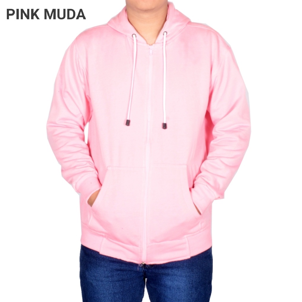 (promo) Jaket zipper polos L,XL,XXL hitam pria wania hoodie mjl