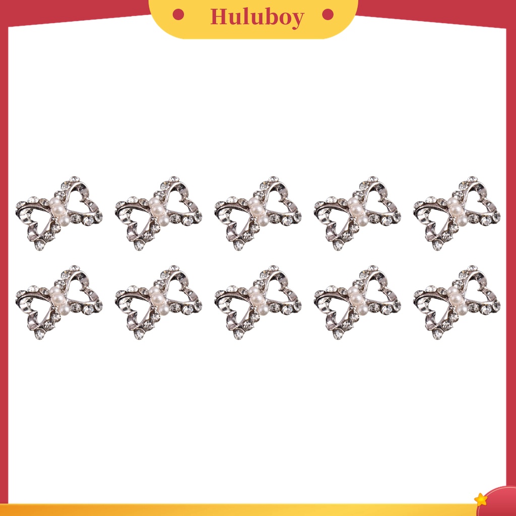 Huluboy Huluboy♡ 10pcs Stiker Kuku DIY Bentuk Pita Dengan Berlian Imitasi