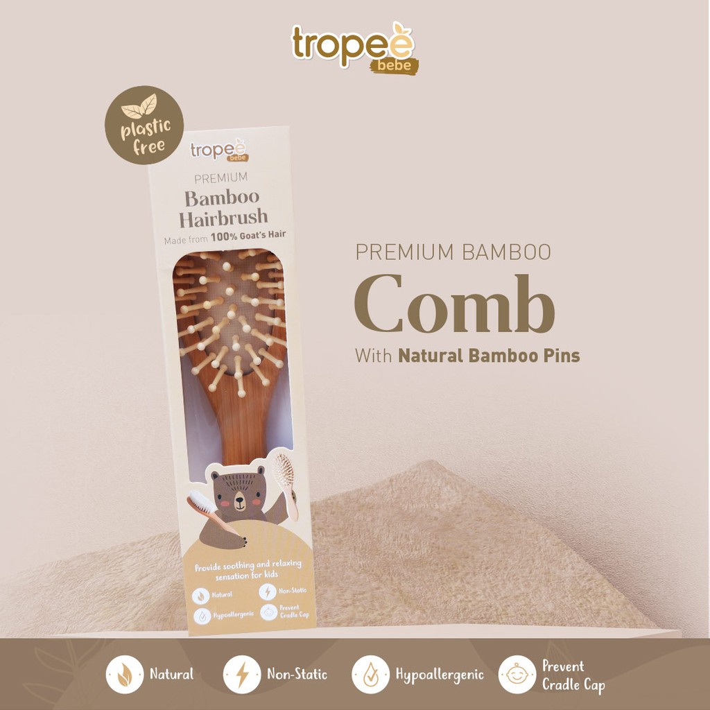 Tropee Bebe - Sisir Bamboo (Hair brush &amp; Comb Premium Set)
