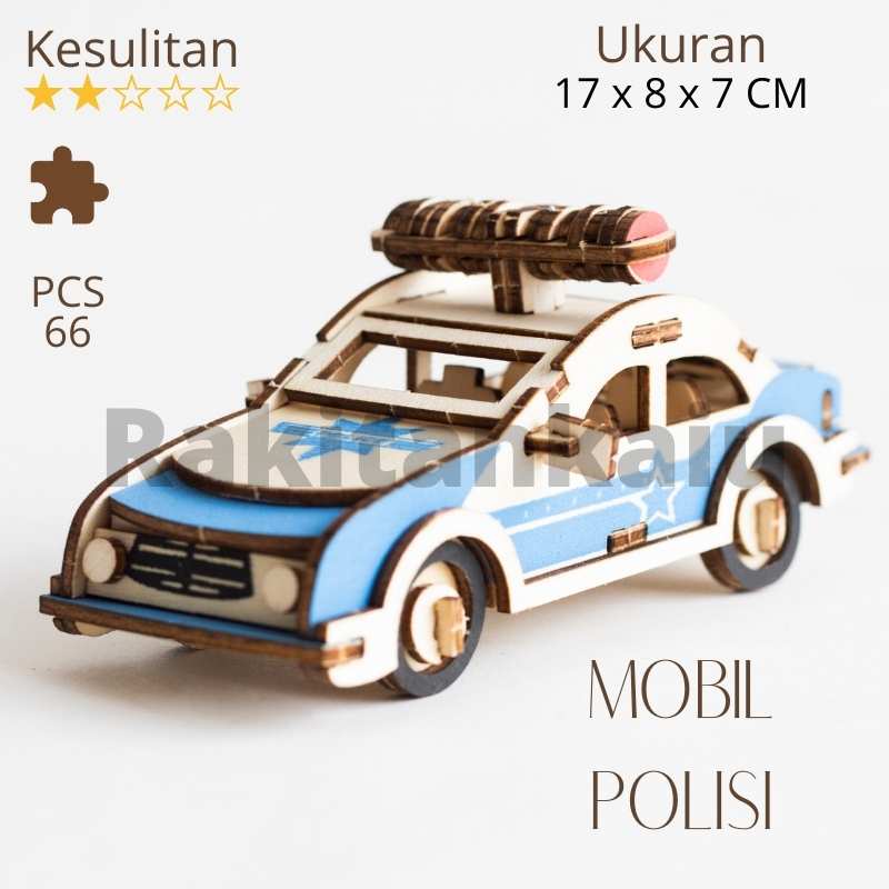 Puzzle Edukasi Rakitan Kaiu model mobil polisi