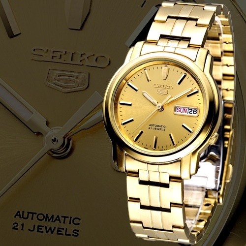 Seiko 5 SNKK76K1 Automatic Full Gold Coating | Jam Pria SNKK76