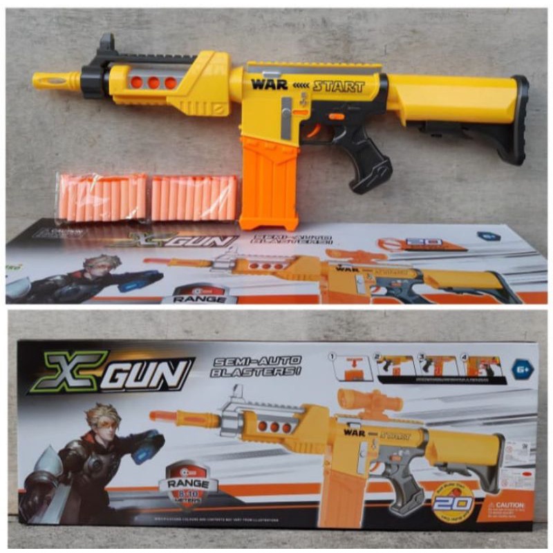 mainan tembakan nerf xgun 7001 - mainan tembakan soft bullet nerf
