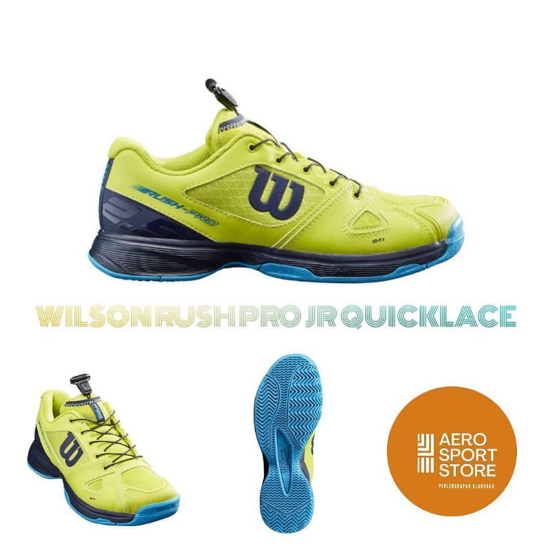 [ SEPATU TENIS LAPANGAN ANAK WILSON RUSH PRO JR QUICKLACE ]