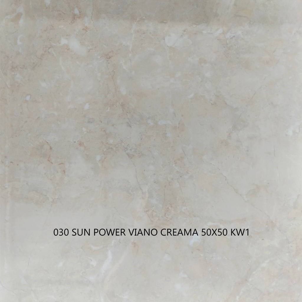Keramik Lantai (Glossy)/ SUN POWER VIANO CREAMA 50X50 KW1/ 030