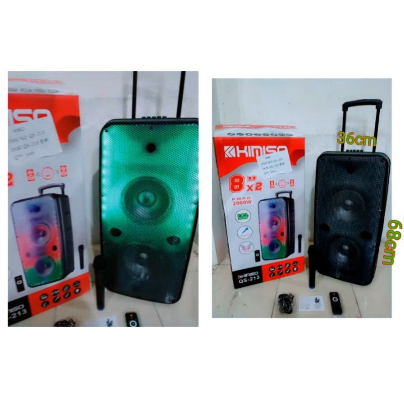 Speaker spiker wireless bluetooth 2x 8 inch QS213 portable RGB