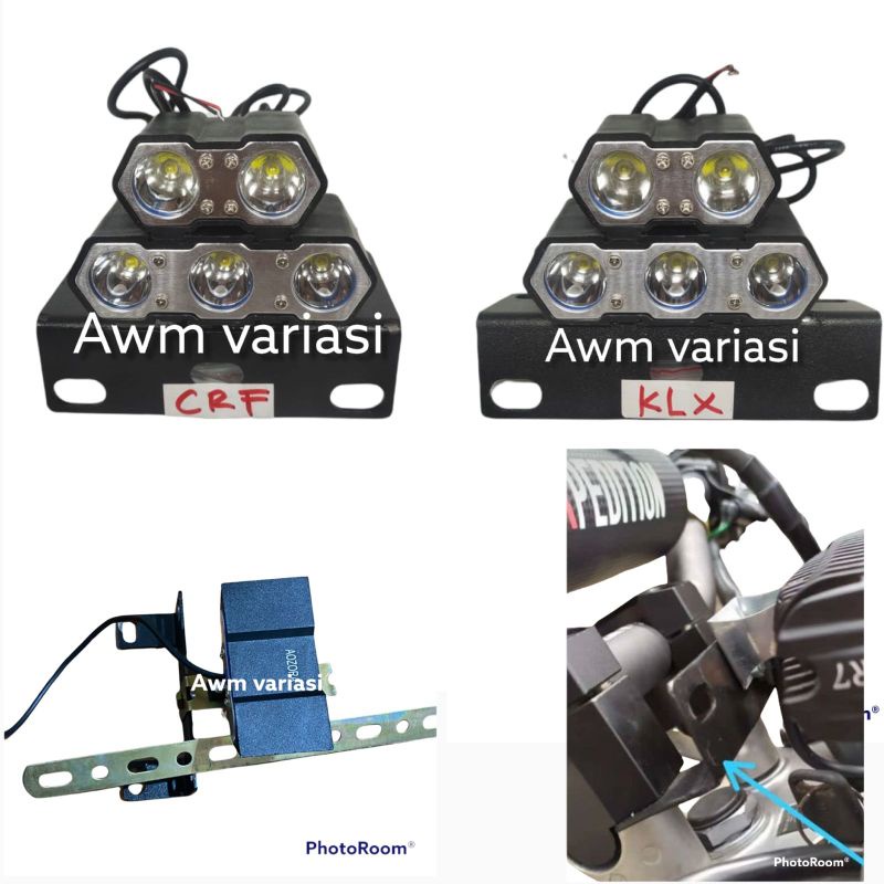 Bracket Dudukan Plat Lampu Foglamp LED KLX DTracker CRF 150 + OWL 5 Mata 3 Mata 2 Mata HJG