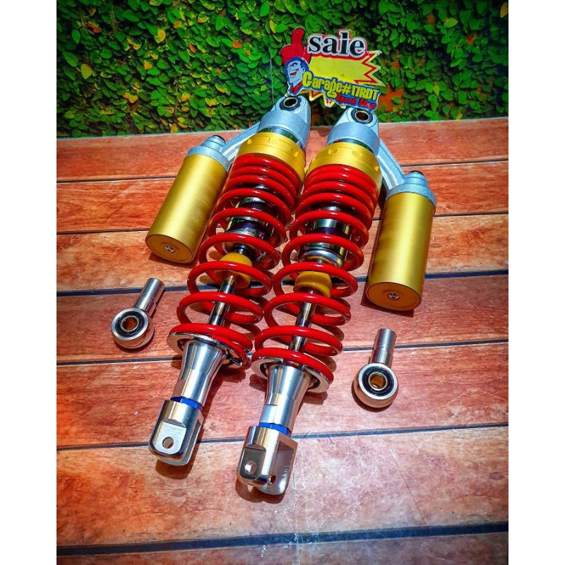 Shockbreaker Showa Nonstel Tabung Atas Ulir Merah Ukuran 340Mm Matic Bebek Double Shock Universal.