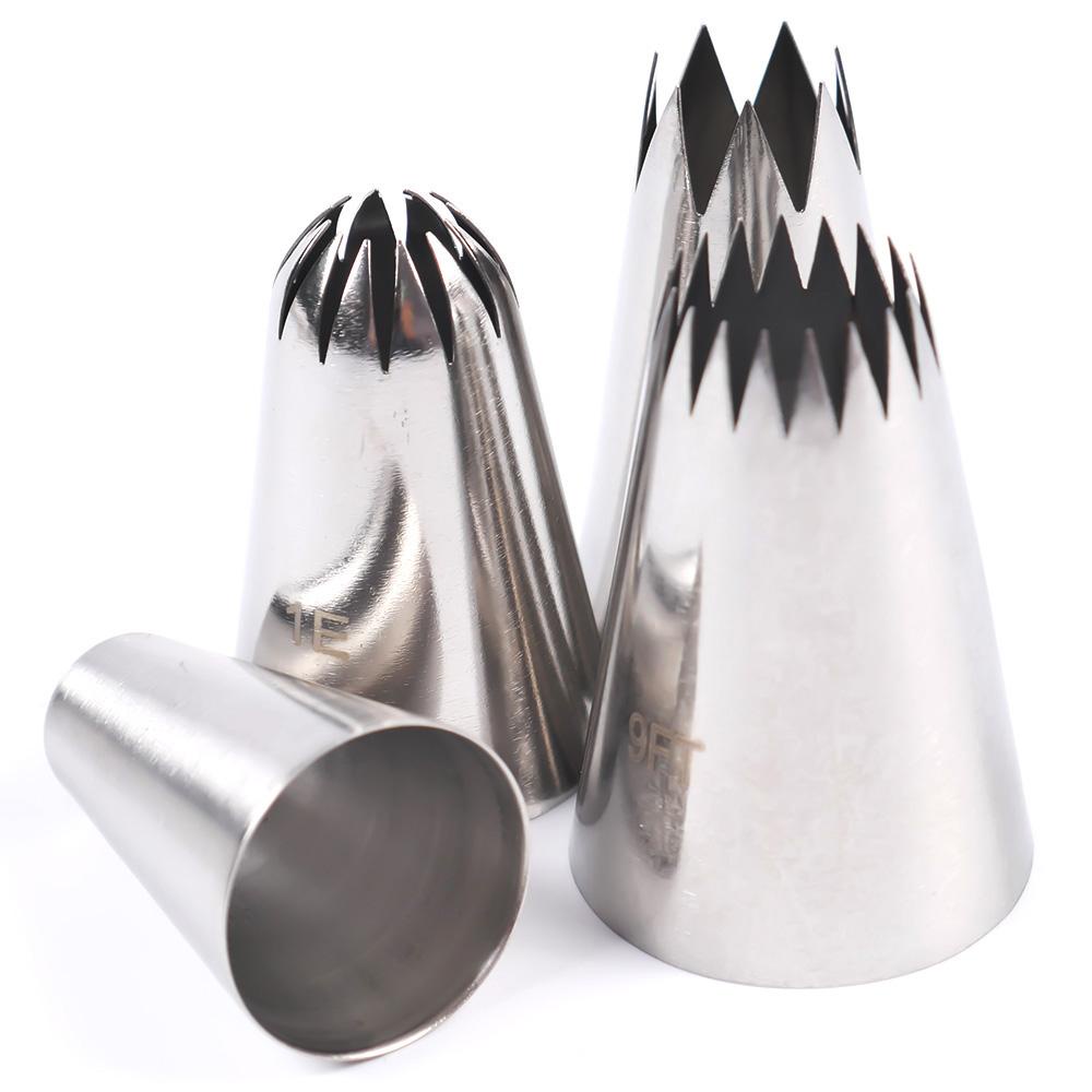 Populer 4pcs Bunga Icing Piping Nozel Rusia Bakery Pastry Tips Stainless Steel Aksesoris Dapur Alat Es Krim