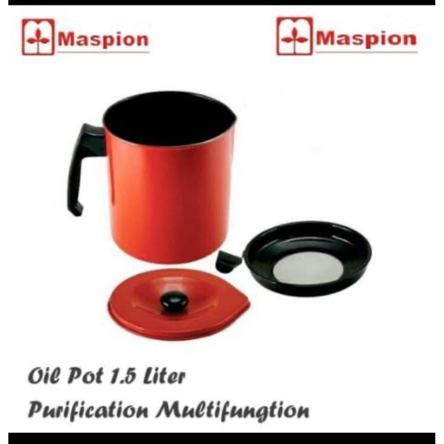 MASPION Oil Pot 1,5 Liter - Tempat Wadah Saringan Simpan Minyak Jelantah