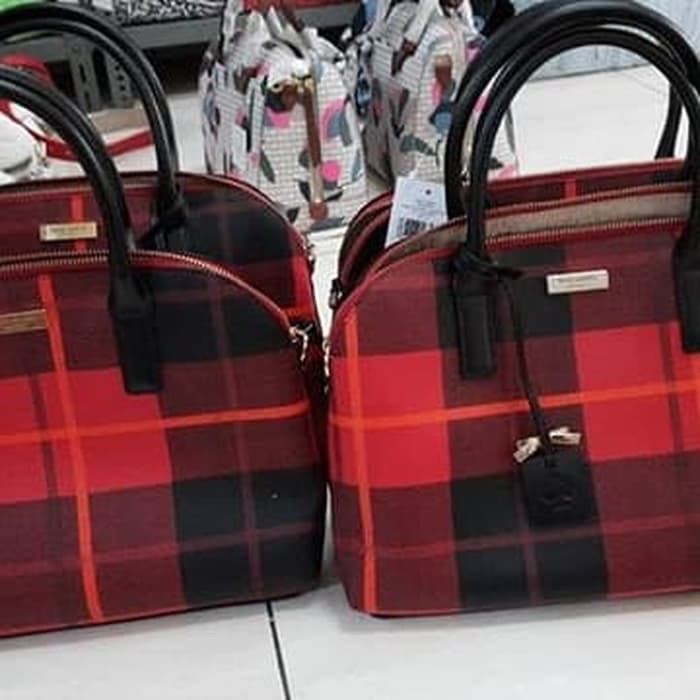 tas kate spade small rachelle plaid red original