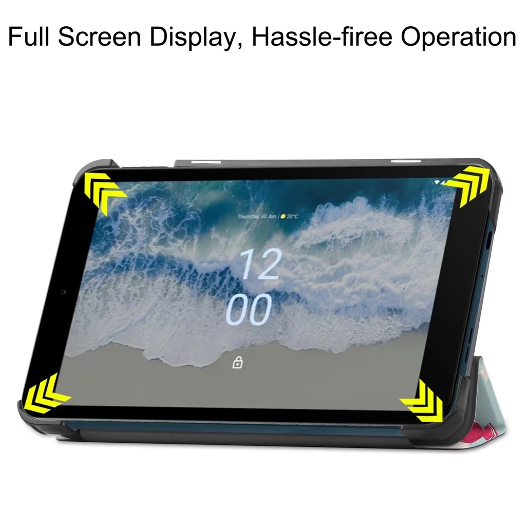 Casing Untuk Nokia T10 (2022) 8.0 &quot;T 10tablet Protection Case Fashion Pola Dicat Tiga Lipat Custer Flip Stand Kulit Cover