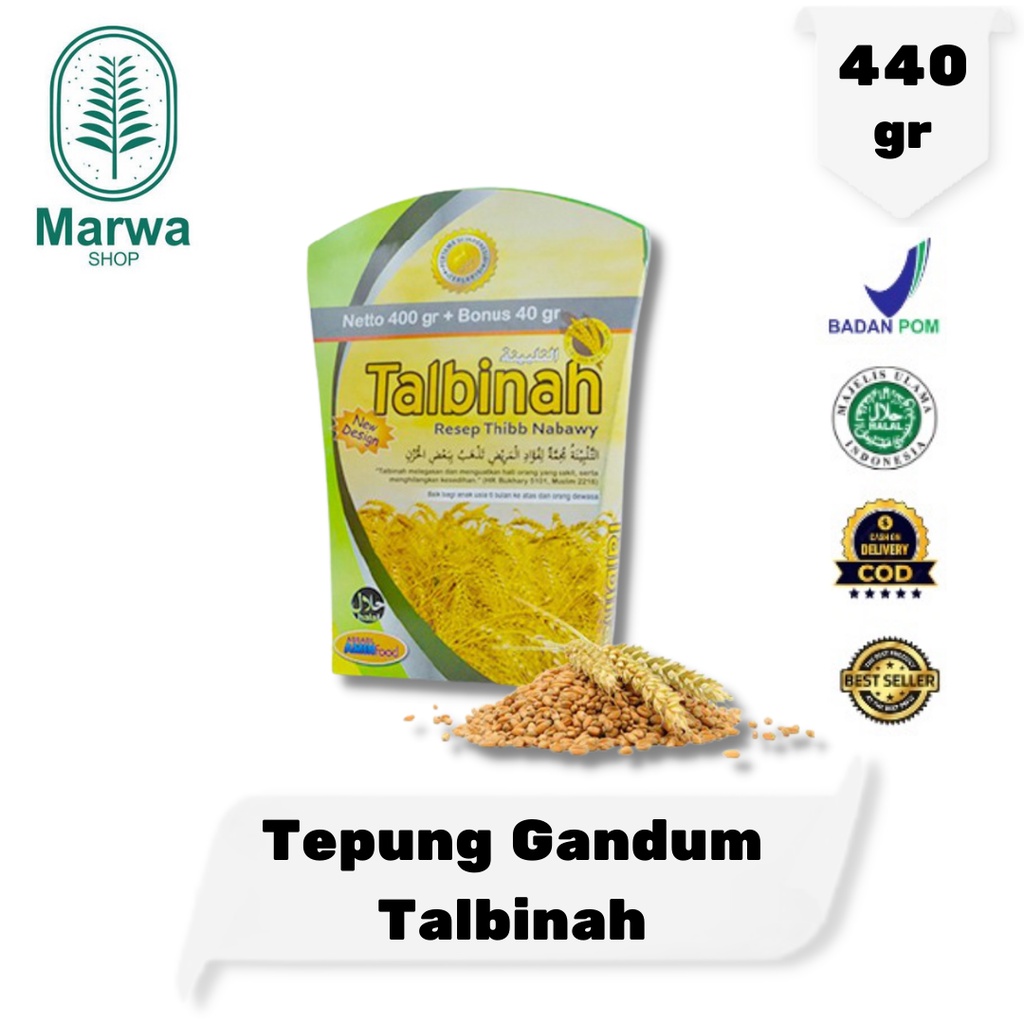 Talbinah Resep Thibb Nabawy 400+40 gram Tepung Gandum Talbinah Original / Talbinah bubur tepung gandum 400 Gr l Tepung Gandum l Obat Magh l Maag