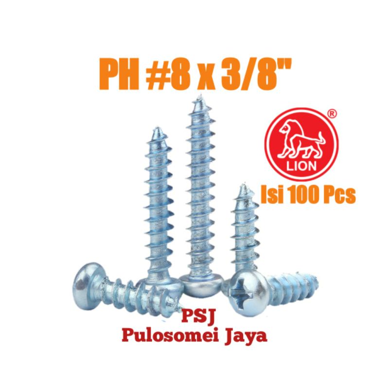 Sekrup PH 8 x 3/8 Sekrup Tapping P+AB 8 x 3/8 Tapping Screw