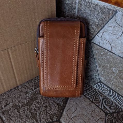 Sarung Dompet Tempat HP Pinggang Satuan| kulit asli