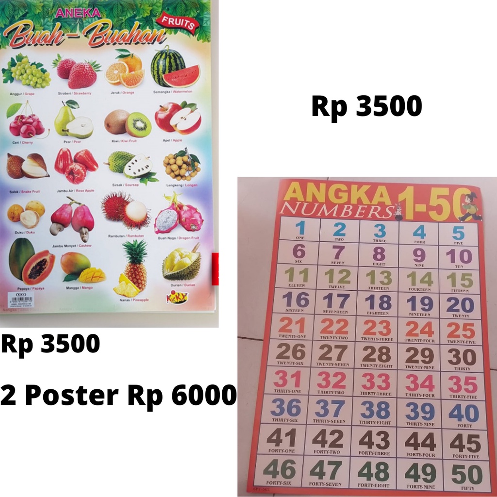 

Poster Aneka Buah-buah an & Poster Angka 1 - 50