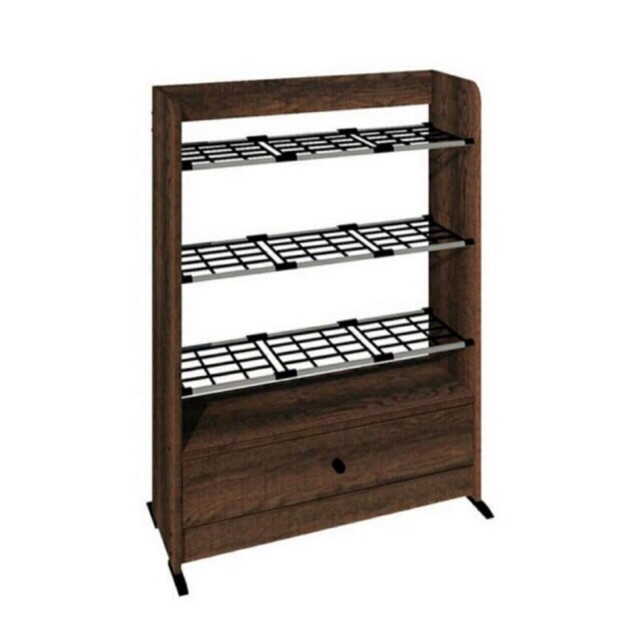 Rak sepatu kayu 3 susun  dengan laci penyimpanan serbaguna   Rak sepatu kayu 3 susun  dengan laci penyimpanan serbaguna