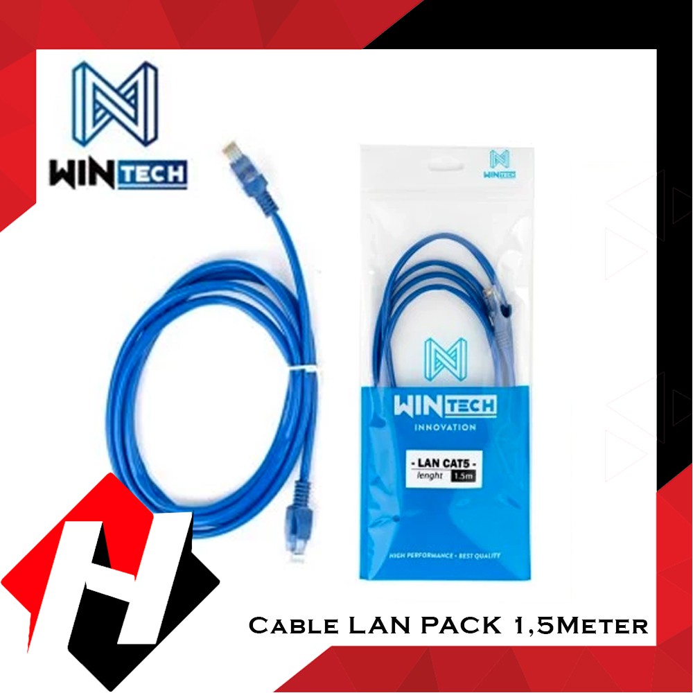 Cable LAN CAT 5E + RJ45 1,5 Meter Wintech / Kabel LAN CAT 5E RJ45 1,5 Meter Siap Pakai