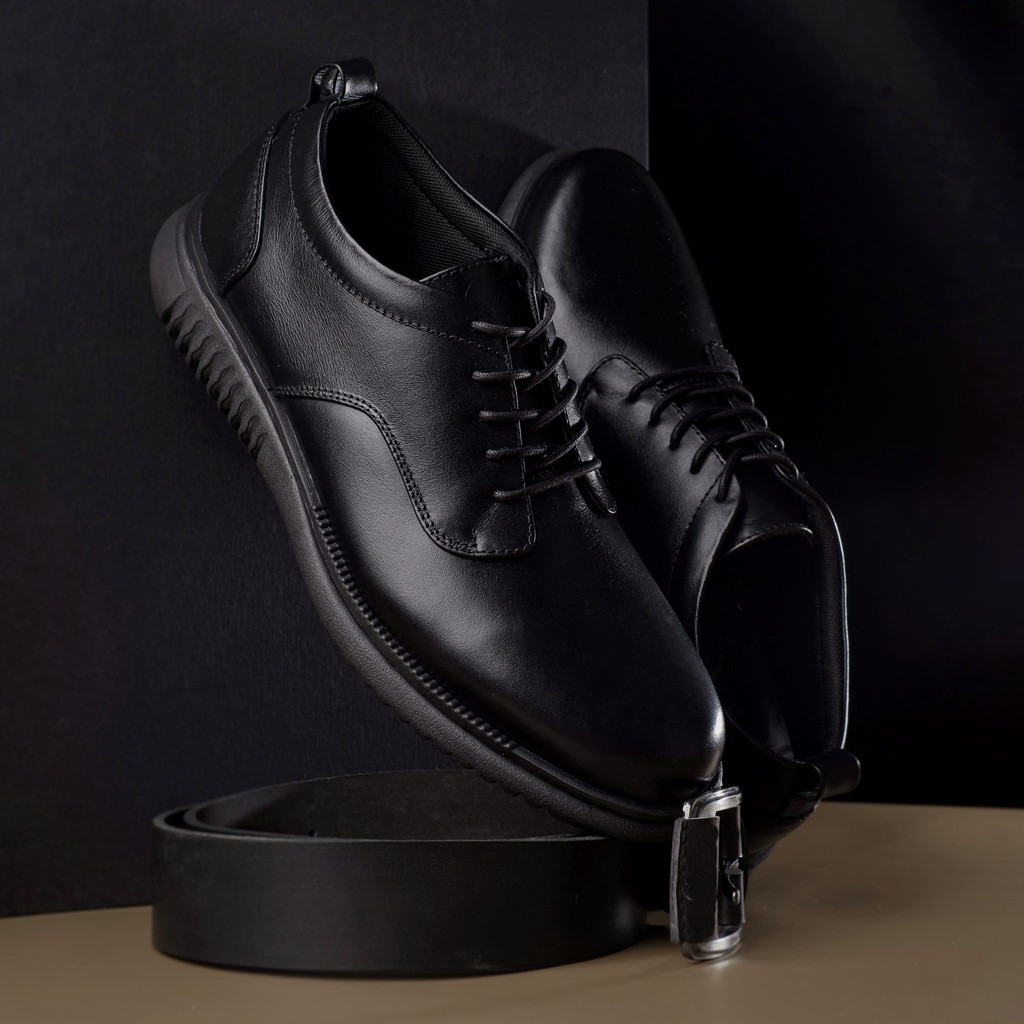 Hatta Black | Sepatu Kulit Asli Vintage Klasik Pria Derby Oxford Original Footwear | FORIND x Kenzios