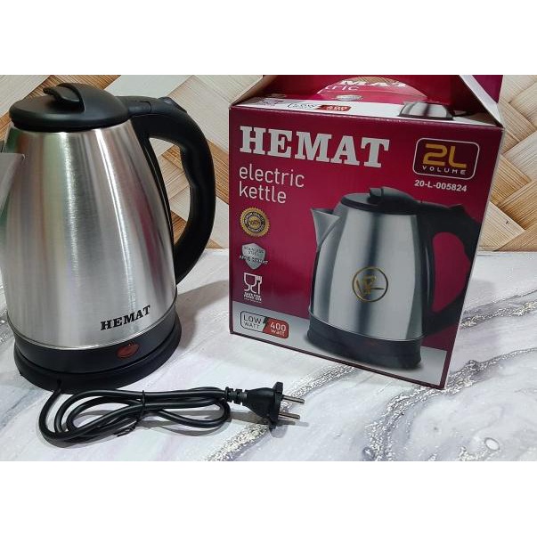 ☝ TEKO LISTRIK HEMAT 2LITER KETTLE KETEL STAINLESS 400W LOW WATT MURAH ✪