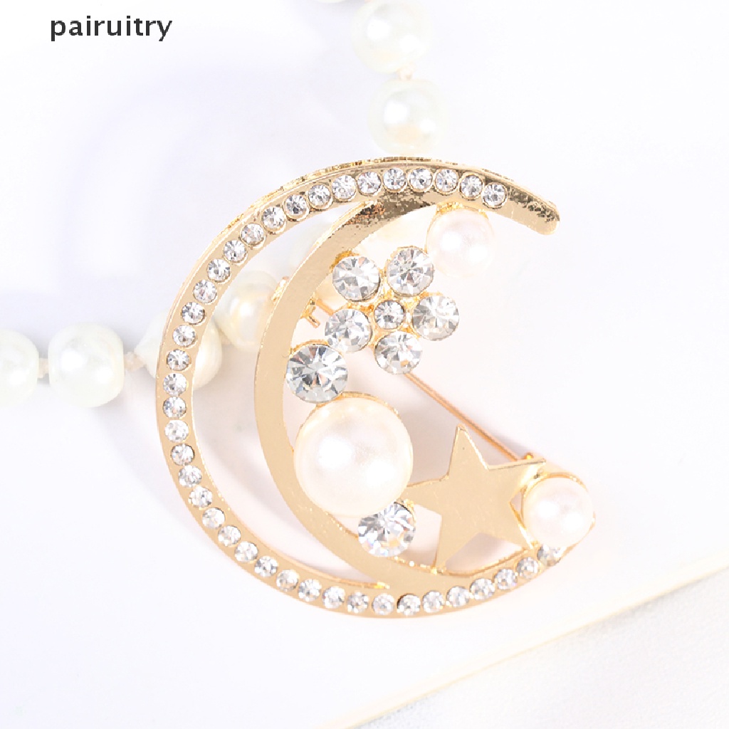 Prt Bros Pin Wanita Desain Bulan Bintang Mutiara Gaya Baroque Elegan Untuk Pesta / Hadiah PRT